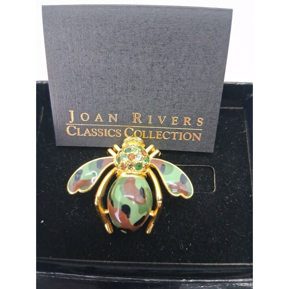 Joan Rivers Classics Collection Camouflage Bee Bug Pin Brooch with Box